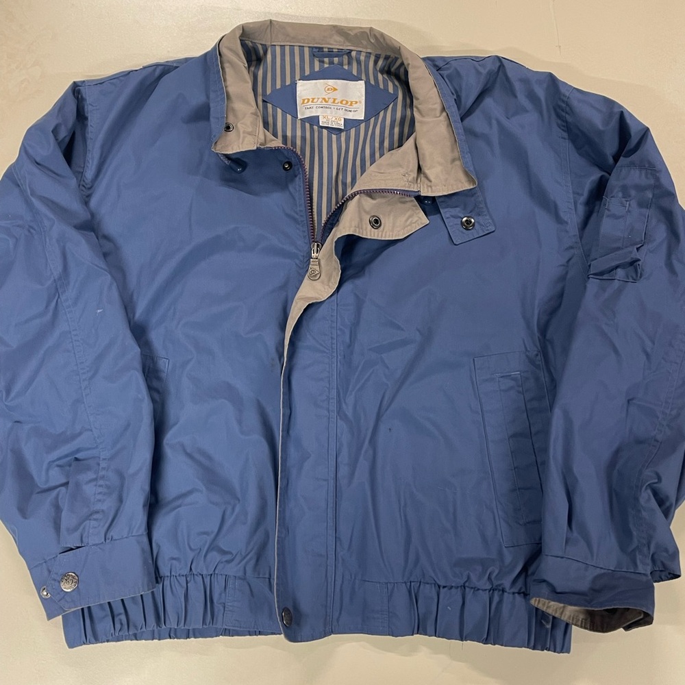 Dunlop Windbreaker Golf Tennis Blue Full-Zip Bomber Jacket Men's Size XL